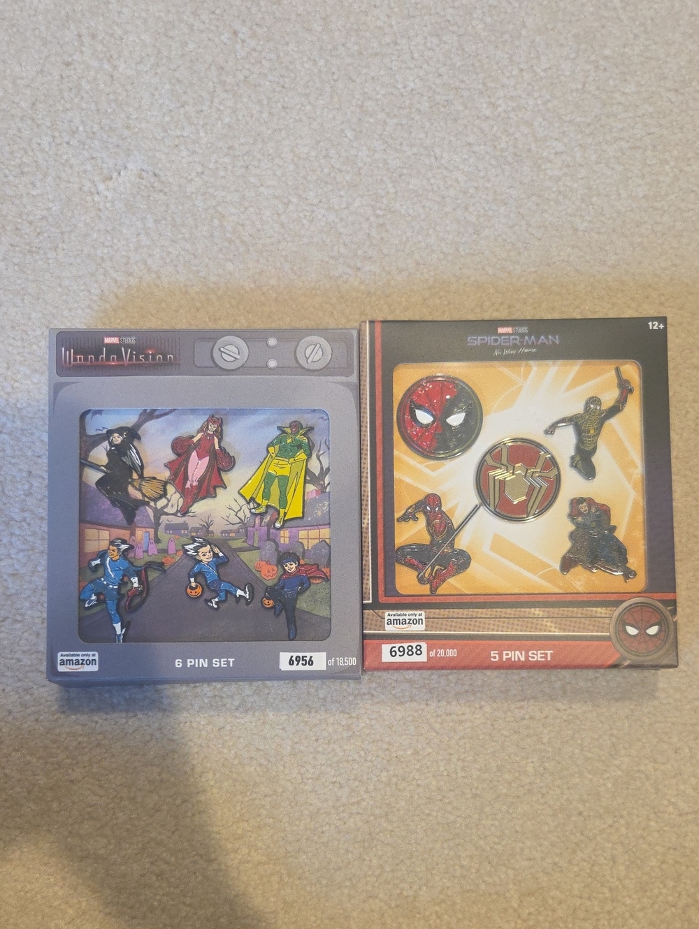 Rare Marvel Wandavision and Spiderman Pin sets